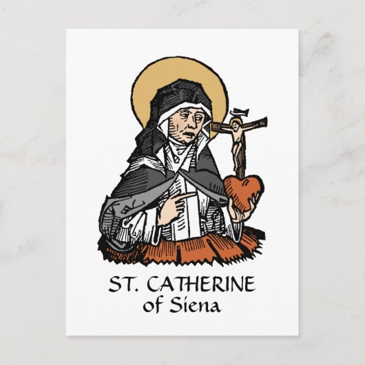 St. Catherine of Siena met Crucifix-Topped Heart Briefkaart (Voorkant)