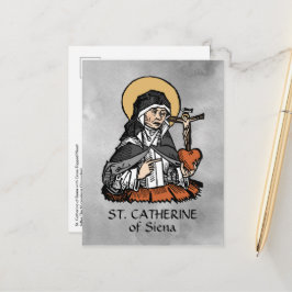 St. Catherine of Siena met Crucifix-Topped Heart Briefkaart