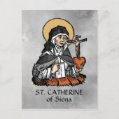 St. Catherine of Siena met Crucifix-Topped Heart Briefkaart (Voorkant)