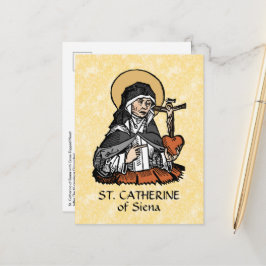 St. Catherine of Siena met Crucifix-Topped Heart Briefkaart