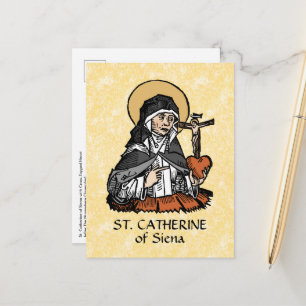 St. Catherine of Siena met Crucifix-Topped Heart Briefkaart
