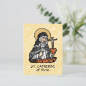 St. Catherine of Siena met Crucifix-Topped Heart Briefkaart (Staand voorkant)