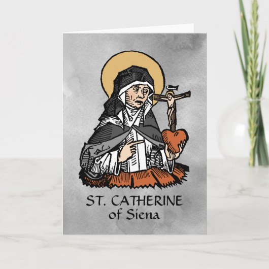 St. Catherine of Siena met Crucifix-Topped Heart Kaart (Voorkant)