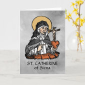 St. Catherine of Siena met Crucifix-Topped Heart Kaart (Gele Bloem)