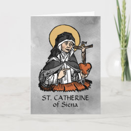 St. Catherine of Siena met Crucifix-Topped Heart Kaart