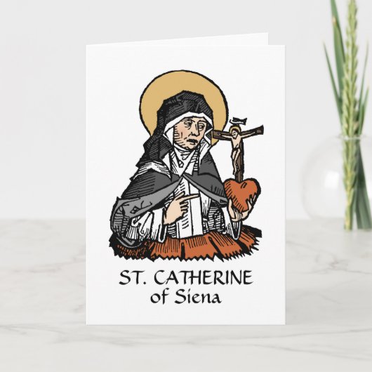 St. Catherine of Siena met Crucifix-Topped Heart Kaart (Voorkant)