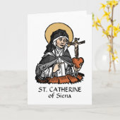 St. Catherine of Siena met Crucifix-Topped Heart Kaart (Gele Bloem)