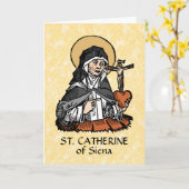 St. Catherine of Siena met Crucifix-Topped Heart Kaart (Gele Bloem)