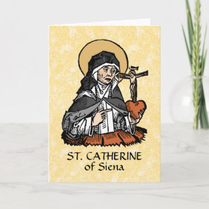 St. Catherine of Siena met Crucifix-Topped Heart Kaart