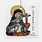St. Catherine of Siena met Crucifix-Topped Heart Keramisch Ornament (Achterkant)