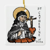 St. Catherine of Siena met Crucifix-Topped Heart Keramisch Ornament (Voorkant)