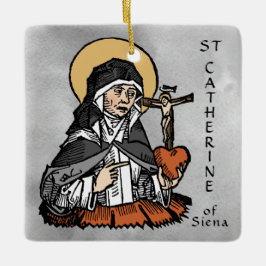 St. Catherine of Siena met Crucifix-Topped Heart Keramisch Ornament