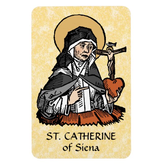 St. Catherine of Siena met Crucifix-Topped Heart Magneet (Verticaal)