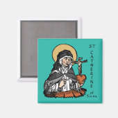 St. Catherine of Siena met Crucifix-Topped Heart Magneet (Voorkant / Achterkant)