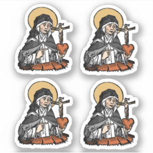 St. Catherine of Siena met Crucifix-Topped Heart Sticker