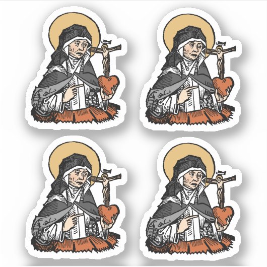 St. Catherine of Siena met Crucifix-Topped Heart Sticker (Voorkant)