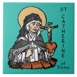 St. Catherine of Siena met Crucifix-Topped Heart Tegeltje