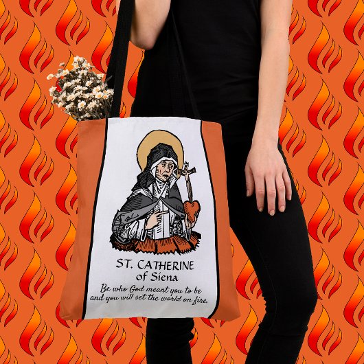 St. Catherine of Siena met Crucifix-Topped Heart Tote Bag