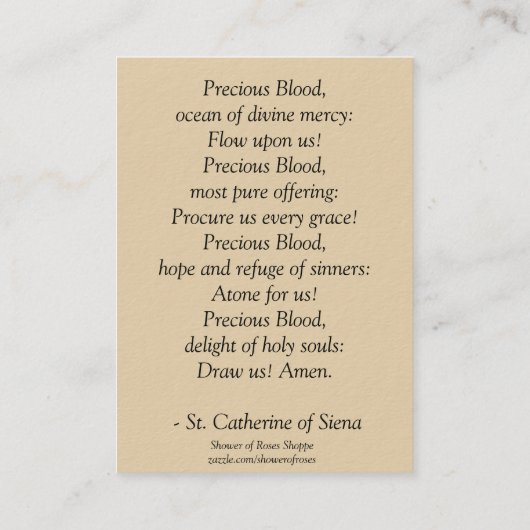 St. Catherine of Siena Scripture Lilies Visitekaartje (Achterkant)