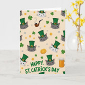 St Catricks Dag Kat Kattengezicht Kaart (Gele Bloem)