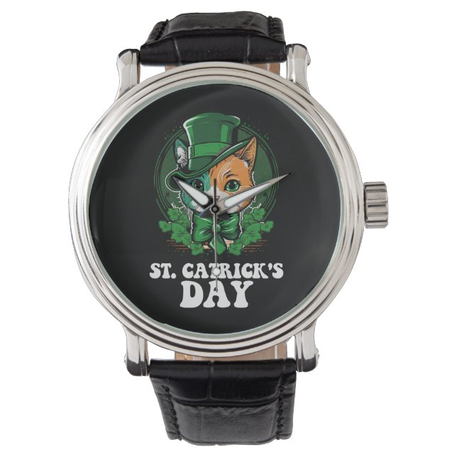St Catricks Dag Kat Liefhebbers St Patrick's Dag Horloge (Voorkant)