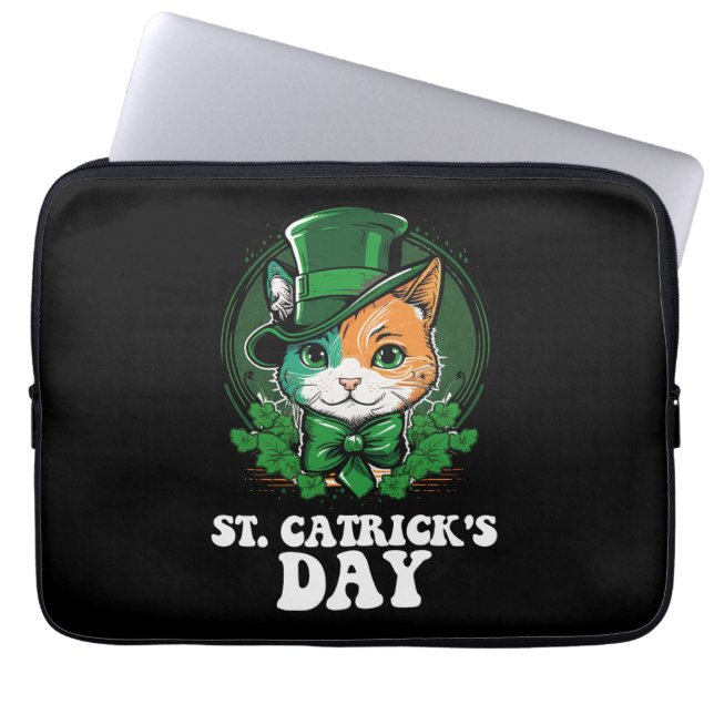 St Catricks Dag Kattenliefhebbers St Patrick's Dag Laptop Sleeve (Voorkant)
