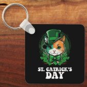 St Catricks Dag Kattenliefhebbers St Patrick's Dag Sleutelhanger (Voorkant)