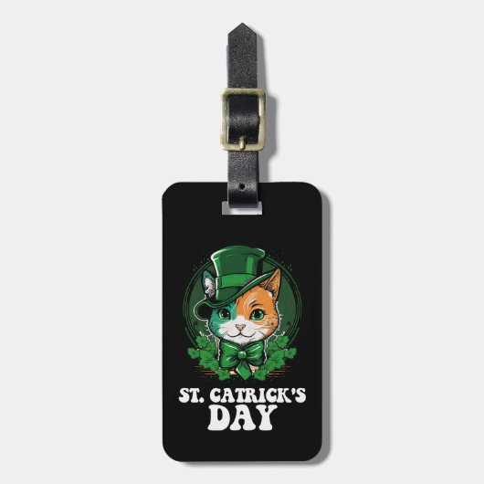 St Catricks Day Kat Liefhebbers St Patrick's Day Bagagelabel (Voorkant verticaal)
