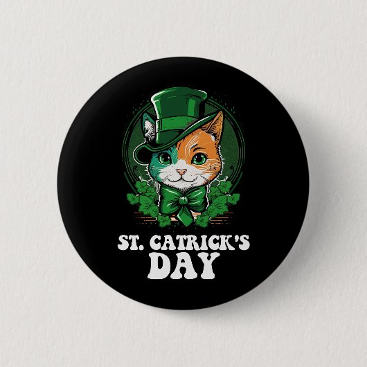 St Catricks Day Kat Liefhebbers St Patrick's Day Ronde Button 5,7 Cm (Voorkant)