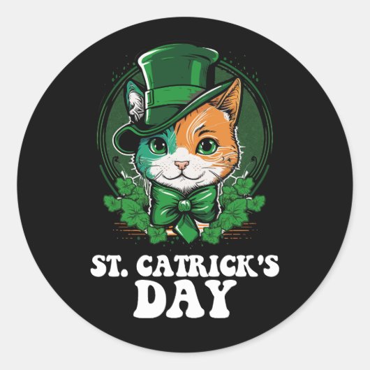 St Catricks Day Kat Liefhebbers St Patrick's Day Ronde Sticker (Voorkant)