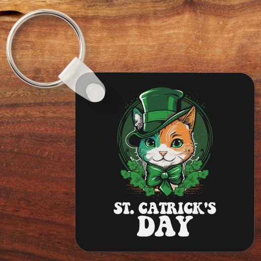 St Catricks Day Kat Liefhebbers St Patrick's Day Sleutelhanger (Voorkant)