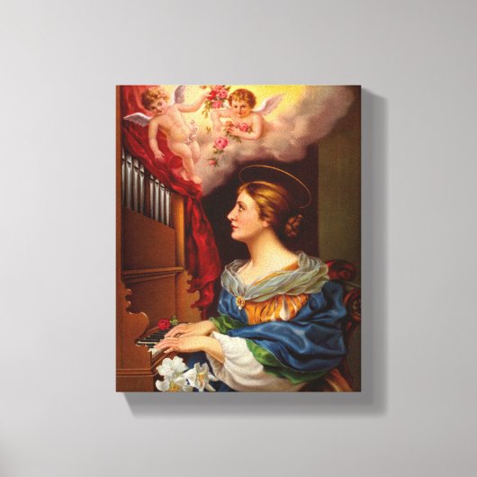  St. Cecilia met Engelenmuzikant Canvas Afdruk (Voorkant)