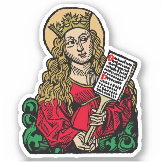 St. Cecilia met Hymn Board (Neurenberg) 1-Up Sticker (Voorkant)