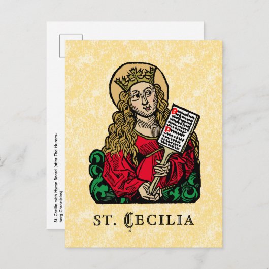 St. Cecilia met Hymn Board (Neurenberg) Briefkaart (Voorkant / Achterkant)