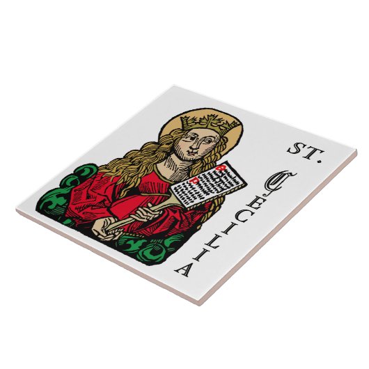 St. Cecilia met Hymn Board (Neurenberg) Tegeltje (Zijkant)