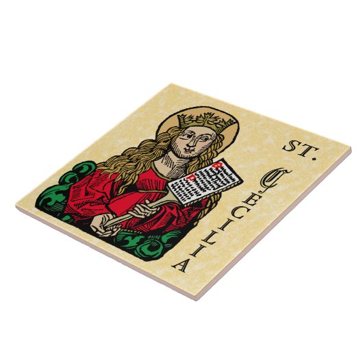 St. Cecilia met Hymn Board (Neurenberg) Tegeltje (Zijkant)