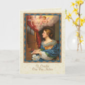St. Cecilia Muzikanten Religieuze Katholieke Heili Kaart (Gele Bloem)
