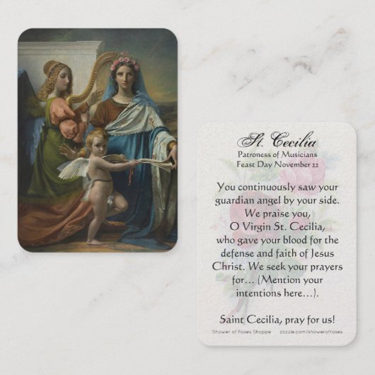 St. Cecilia Patron Musicians katholieke Prayer Plaatskaartje (Voorkant / Achterkant)