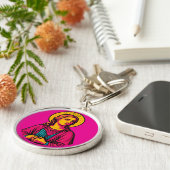 St Cecilia Pop Art Sleutelhanger (Zijkant)