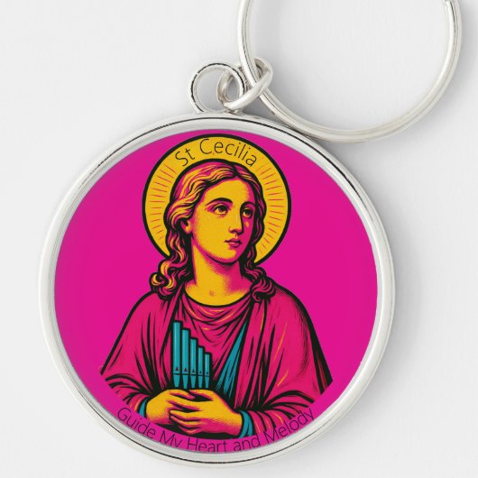 St Cecilia Pop Art Sleutelhanger (Voorkant)