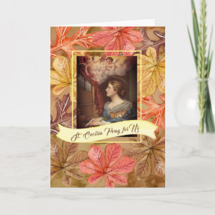St. Cecilia Thanksgiving herfstbladeren Feestdagen Kaart