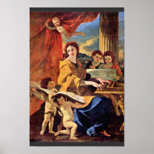 St. Cecilia van Poussin Nicolas (Beste kwaliteit) Poster