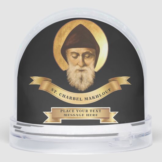 St. Charbel Makhlouf gepersonaliseerd geschenk Sneeuwbol (Achterkant)