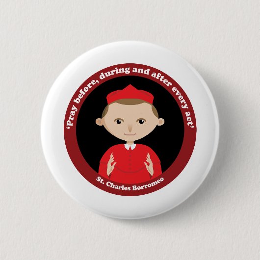 St. Charles Borromeo Ronde Button 5,7 Cm (Voorkant)