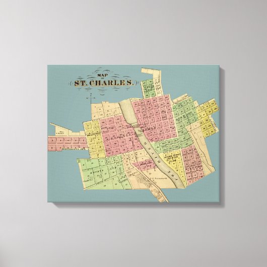 St Charles ILLINOIS 1871 de PROVINCIE van de Canvas Afdruk (Voorkant)
