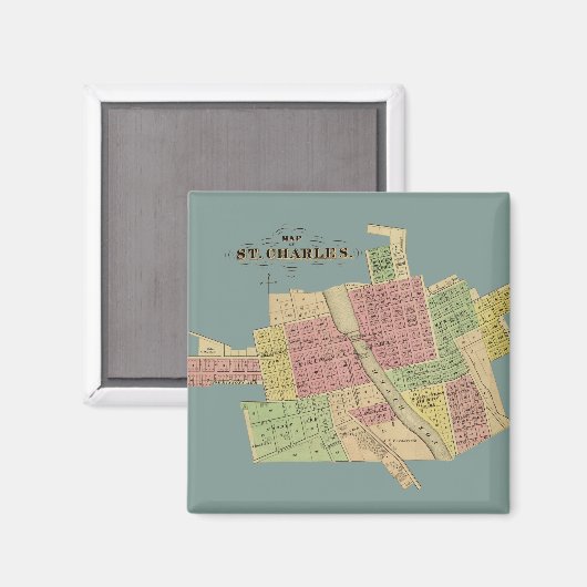 St Charles ILLINOIS 1871 MAP FOX RIVER KANE COUNTY Magneet (Voorkant / Achterkant)