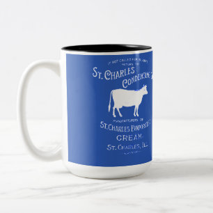 St Charles Illinois DAIRY KOE MILK CREAM 1899 blue Tweekleurige Koffiemok