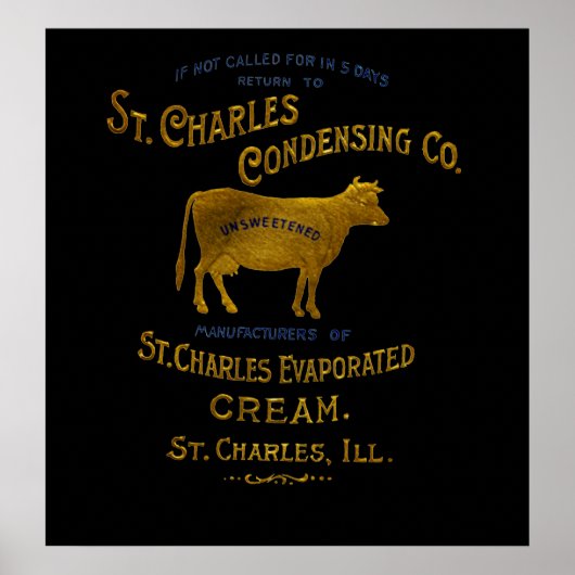St Charles Illinois DAIRY KOE MILK CREAM 1899 Poster (Voorkant)