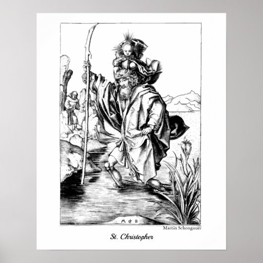 St. Christopher Adult Coloring Medieval Fine Art Poster (Voorkant)