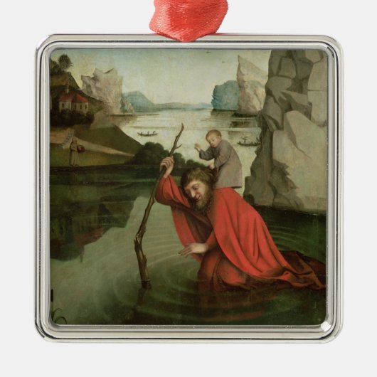St. Christopher Carrying the Christus Child Metalen Ornament (Voorkant)
